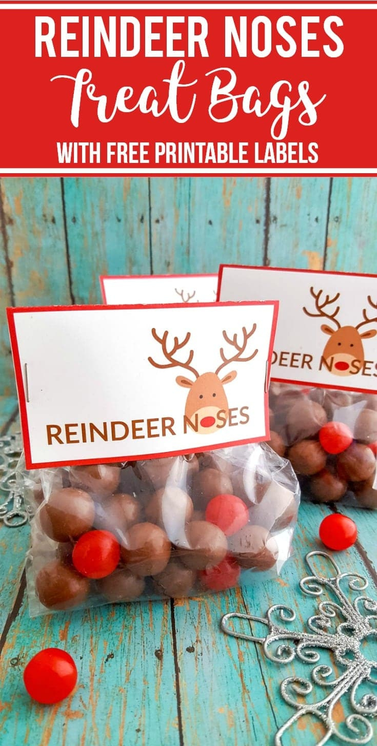 Diy Reindeer Noses Treat Bags With Free Printable Labels within Reindeer Treat Bag Printable