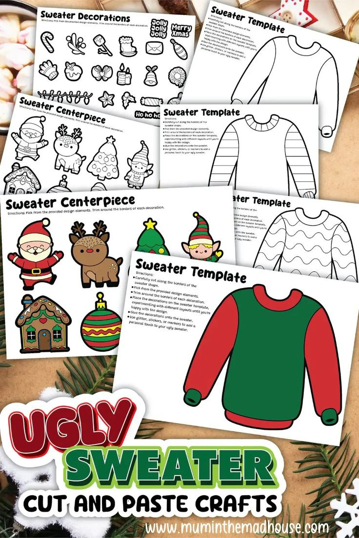 Diy Ugly Sweater Craft For Kids With Free Printables with Ugly Christmas Sweater Printable
