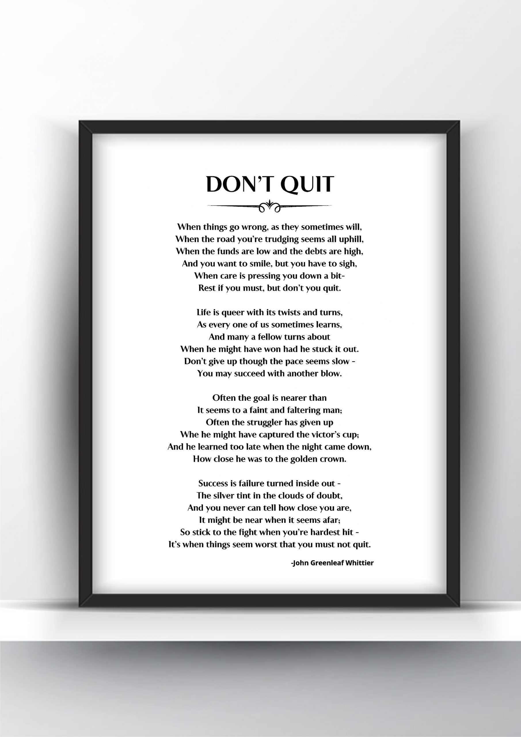 Don'T Quit Poemjohn Greenleaf Whittier Printable And Poster intended for Free Printable Don T Quit Poem
