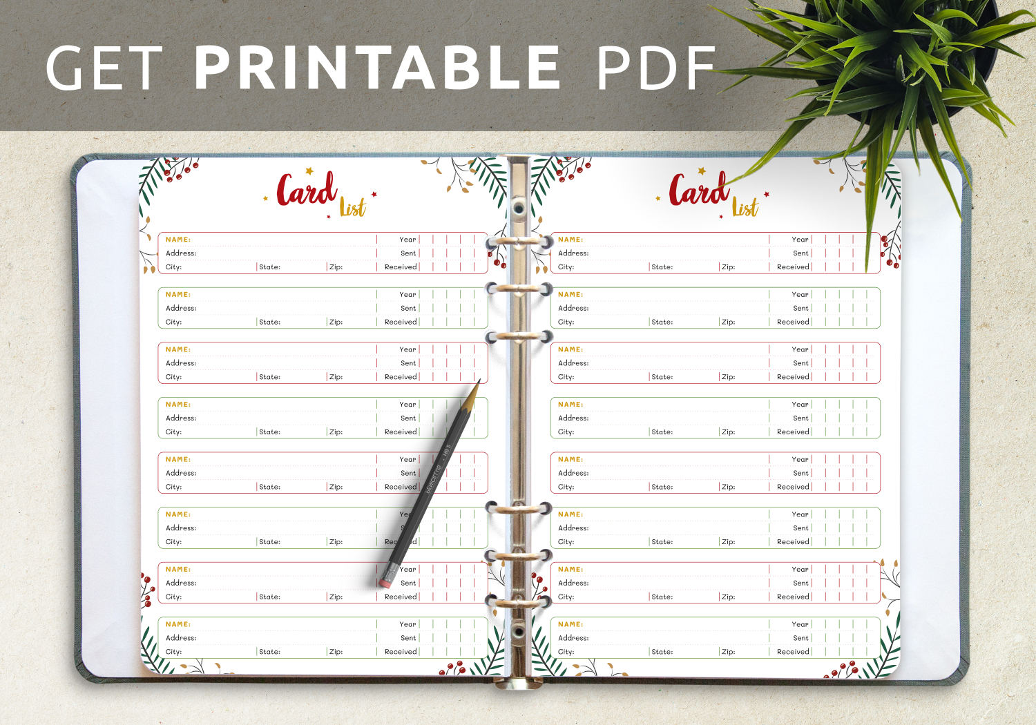 Download Printable Christmas Style - Card List Pdf throughout Christmas Card List Free Printable