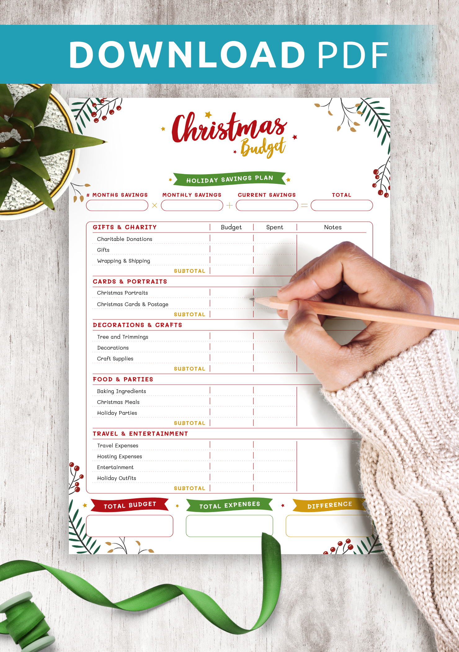 Download Printable Christmas Style - Christmas Budget Pdf throughout Christmas Budget Planner Printable
