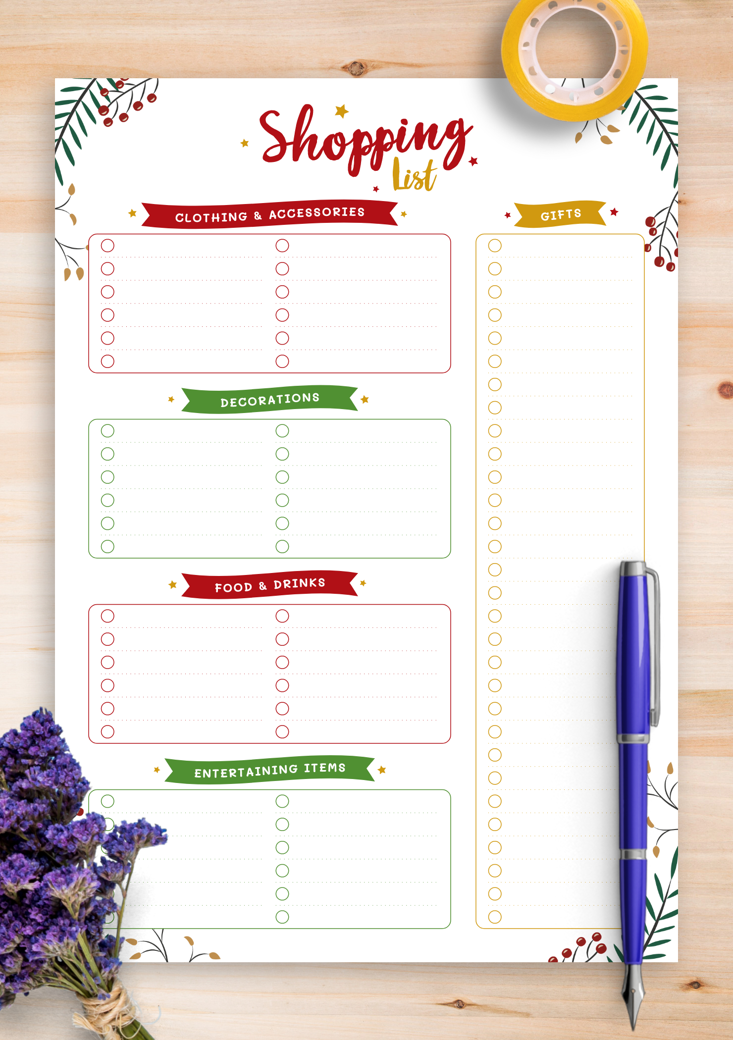 Download Printable Christmas Style - Shopping List Pdf regarding Christmas Grocery Shopping List Printable