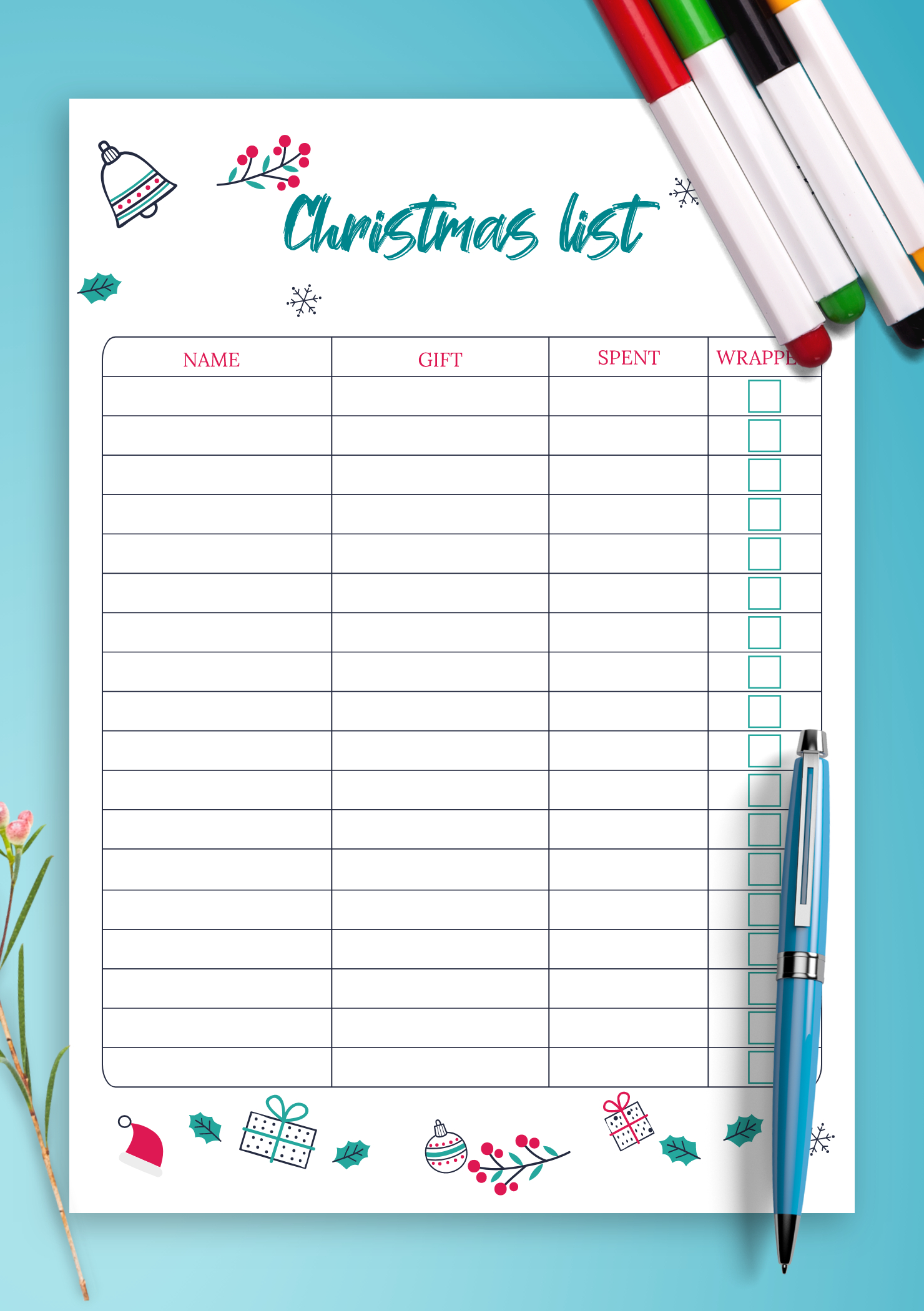 Download Printable Classic White Christmas List Template Pdf in Christmas List Stationery Printable