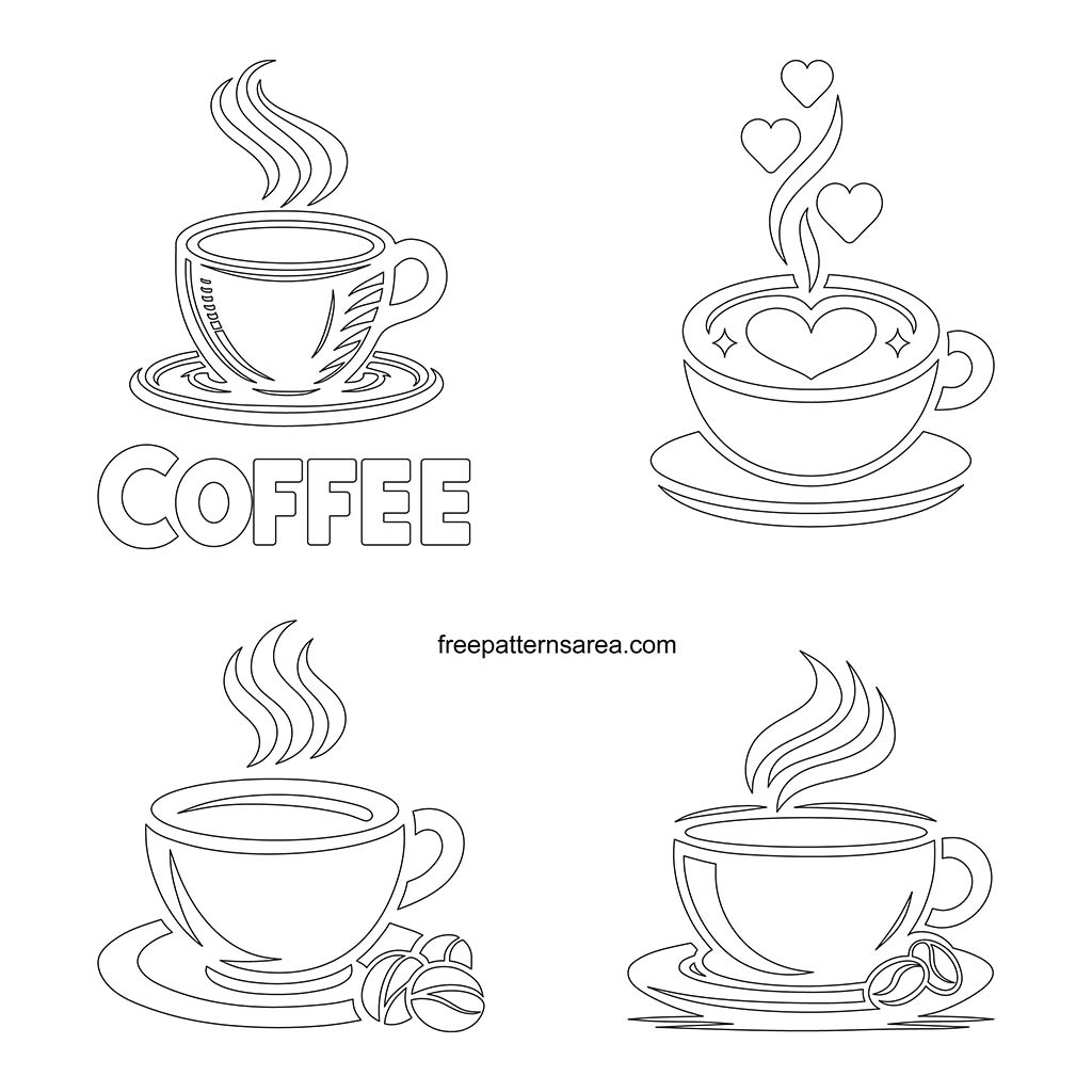 Download Printable Coffee Cup Outline Pdf Templates - Freepatternsarea intended for Free Printable Coffee Mug Template