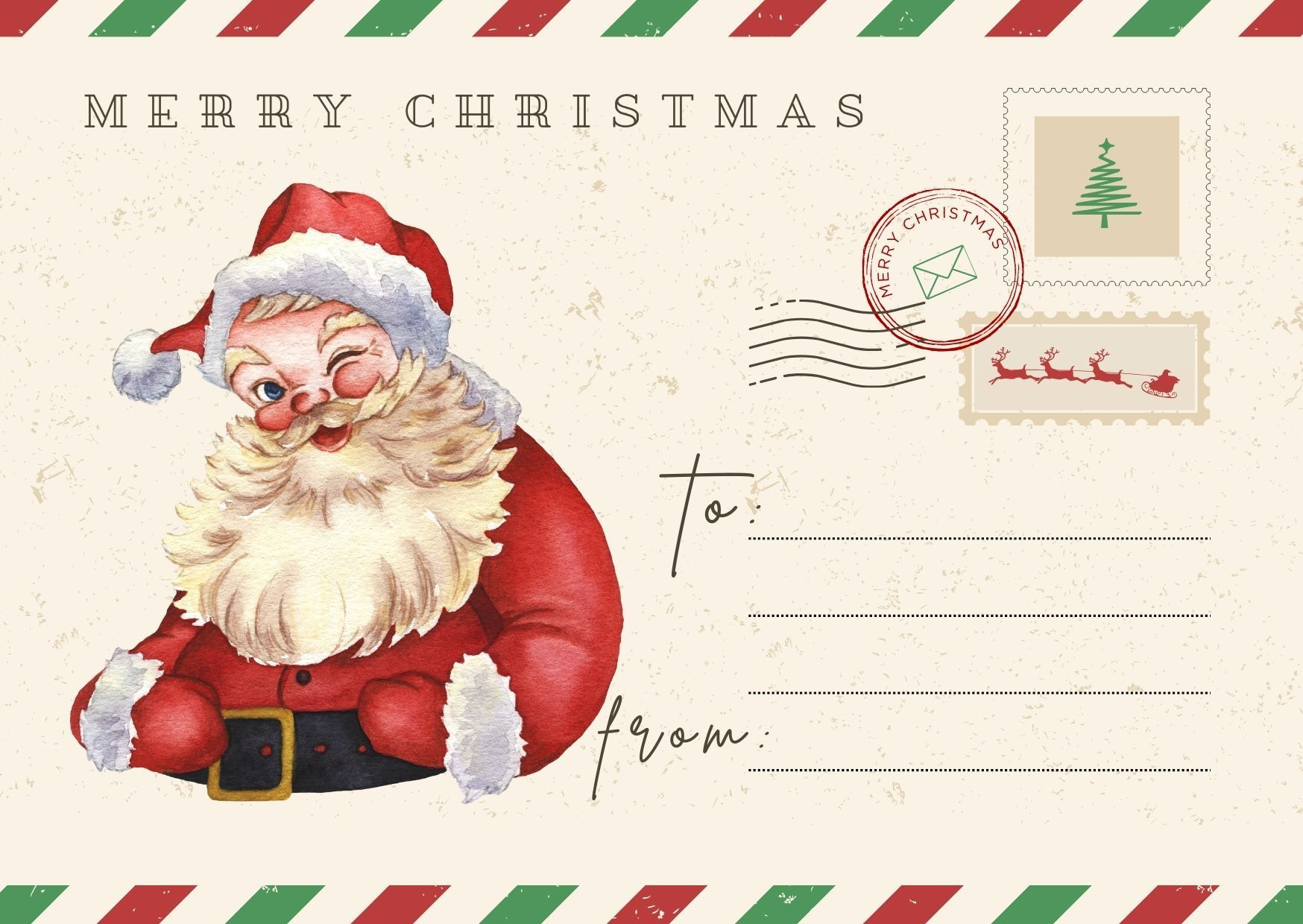 Downloadable And Printable Christmas Greeting Card (Santa Claus with regard to Printable Christmas Card