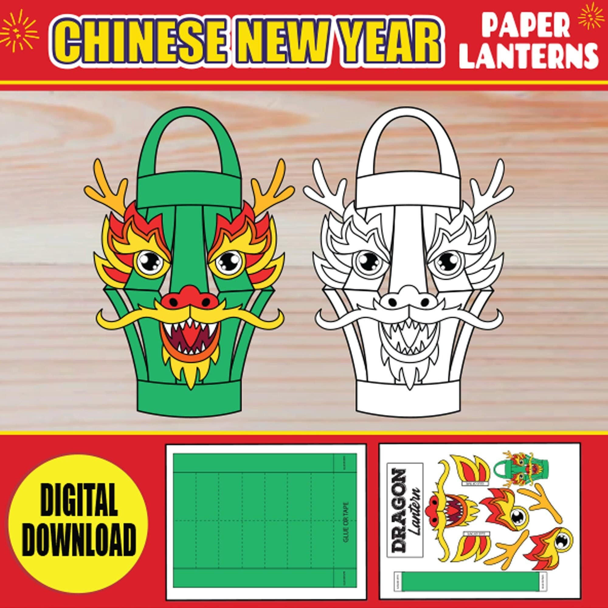 Dragon Paper Lantern Crafts | Chinese New Year Printable Year Of pertaining to Chinese New Year Lantern Craft Printable