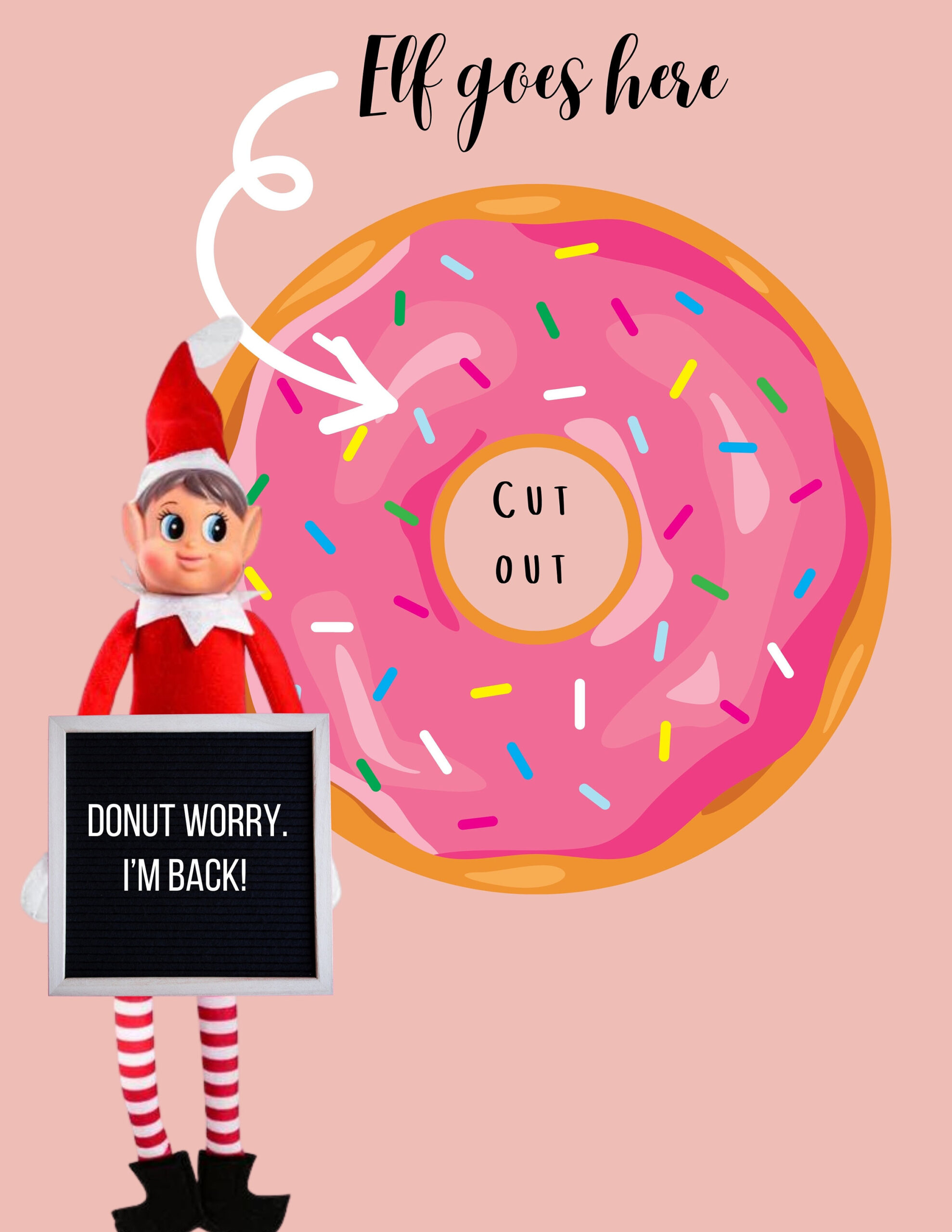 Druckbare Donut Elf Requisiten, Einfache Diy Elf Magie, Donut Elf in Elf on the Shelf Donut Printable