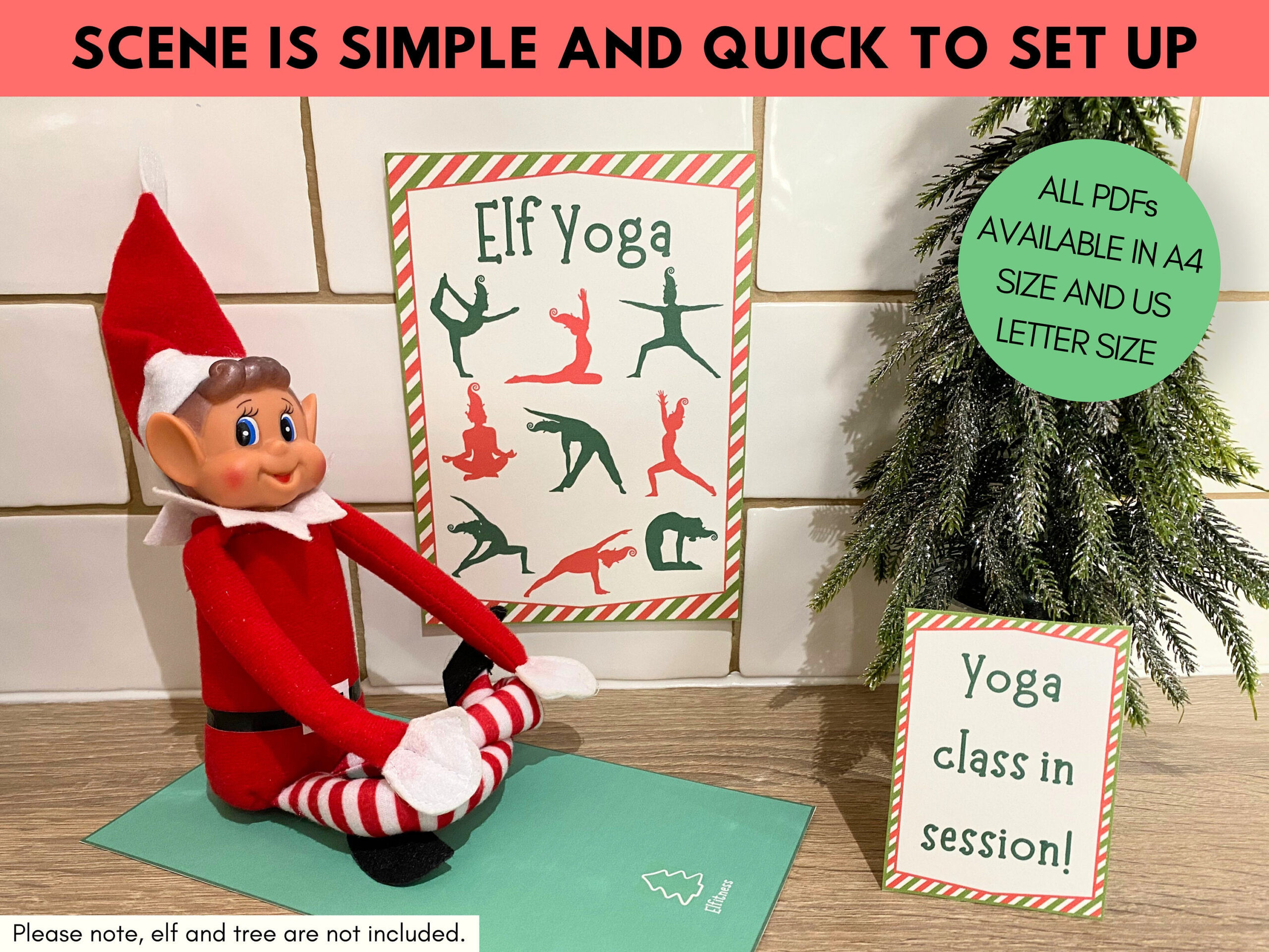 Druckbare Elf Yoga Klasse Requisiten, Weihnachtself Übung with Elf On The Shelf Yoga Printable