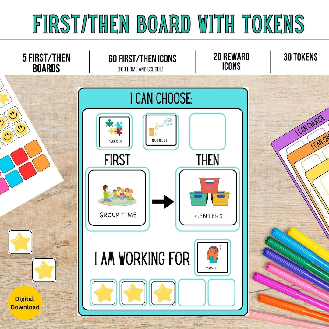 Druckbares First-Then Board Toolkit: Visuals, Routines for First Then Chart Printable