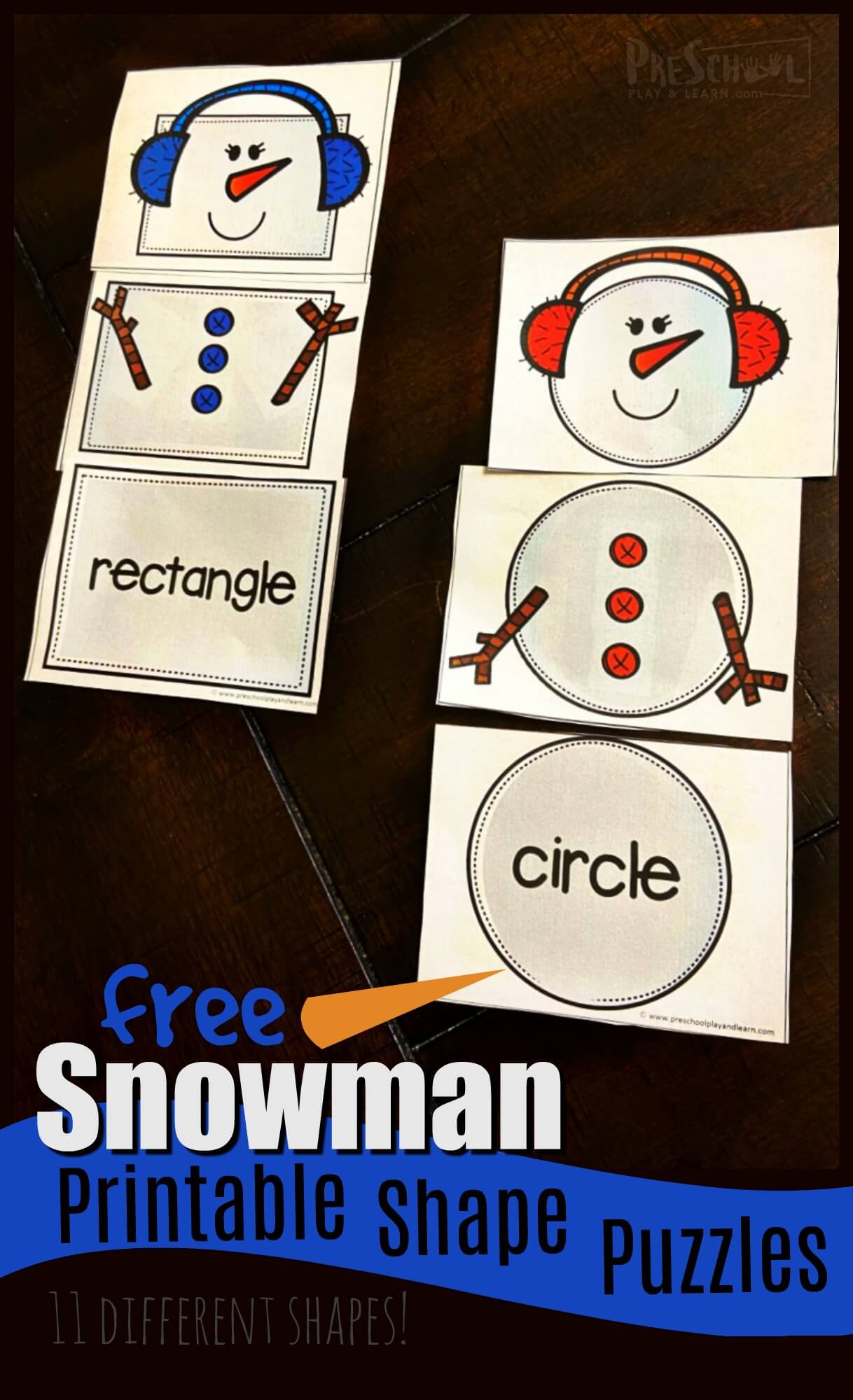 ⛄ Free Snowman Shapes Puzzle Printable Math Activity For Kids inside Printable Snowman Puzzle