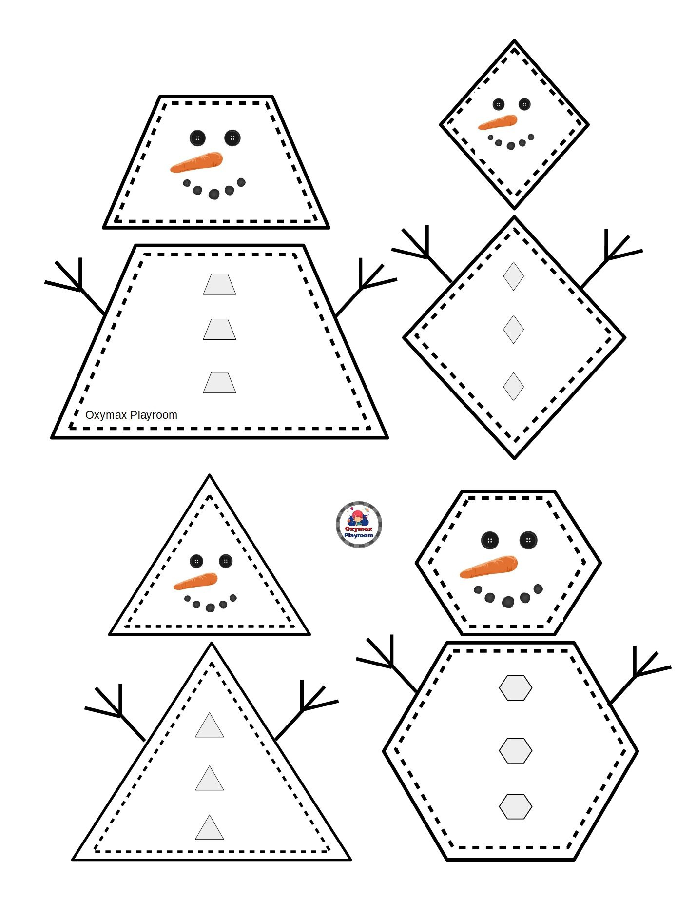 ⛄ Free Snowman Shapes Puzzle Printable Math Activity For Kids inside Printable Snowman Shapes