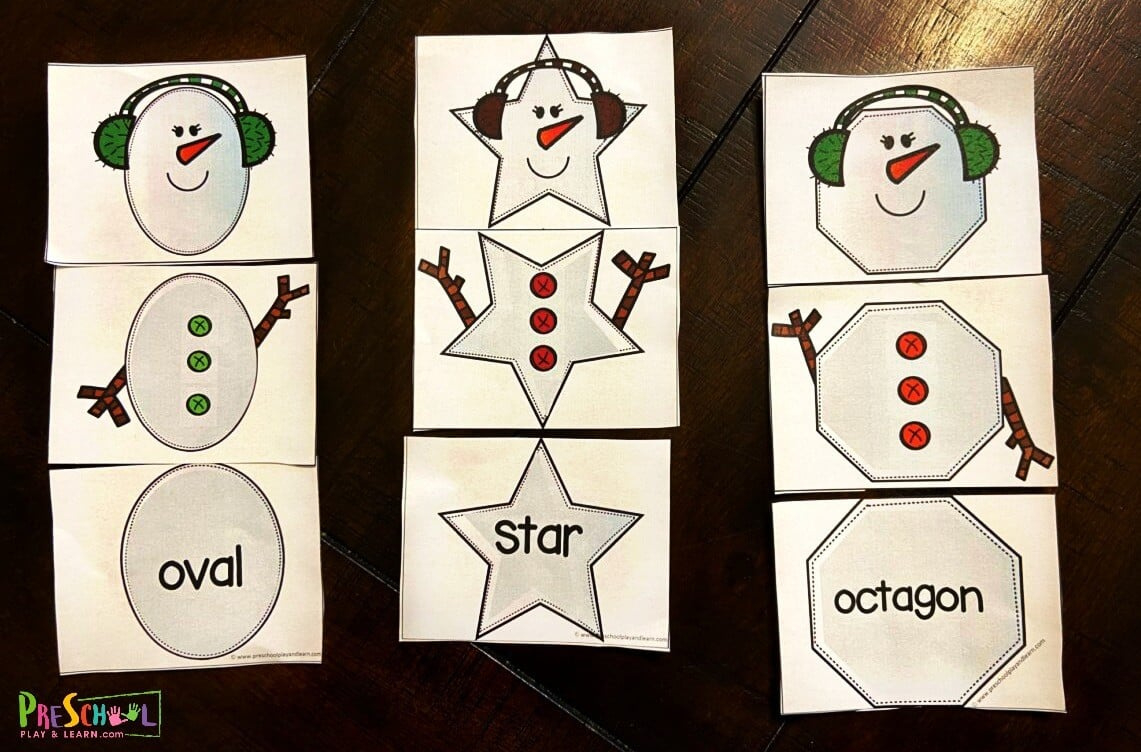 ⛄ Free Snowman Shapes Puzzle Printable Math Activity For Kids regarding Free Printable Snowman Math