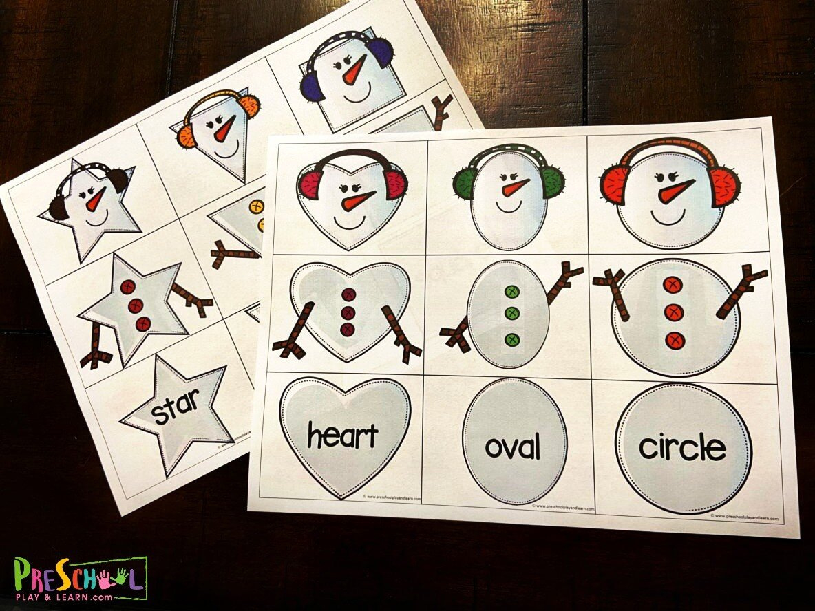 ⛄ Free Snowman Shapes Puzzle Printable Math Activity For Kids throughout Printable Snowman Shapes