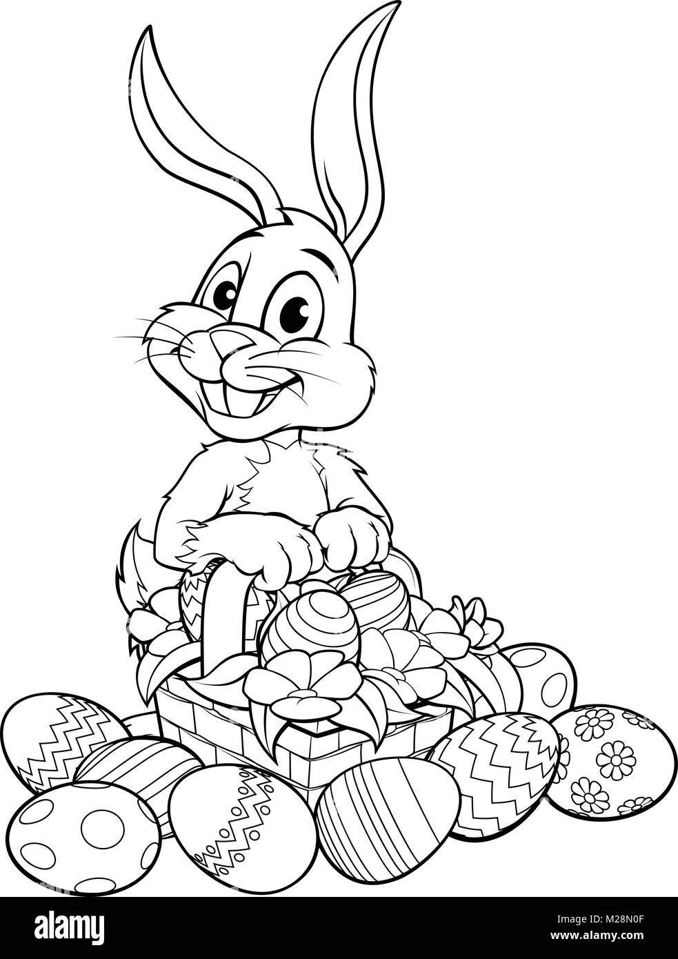 Easter Bunny Card With Eggs Black And White Stock Photos & Images in Printable Easter Bunny Clipart Black And White