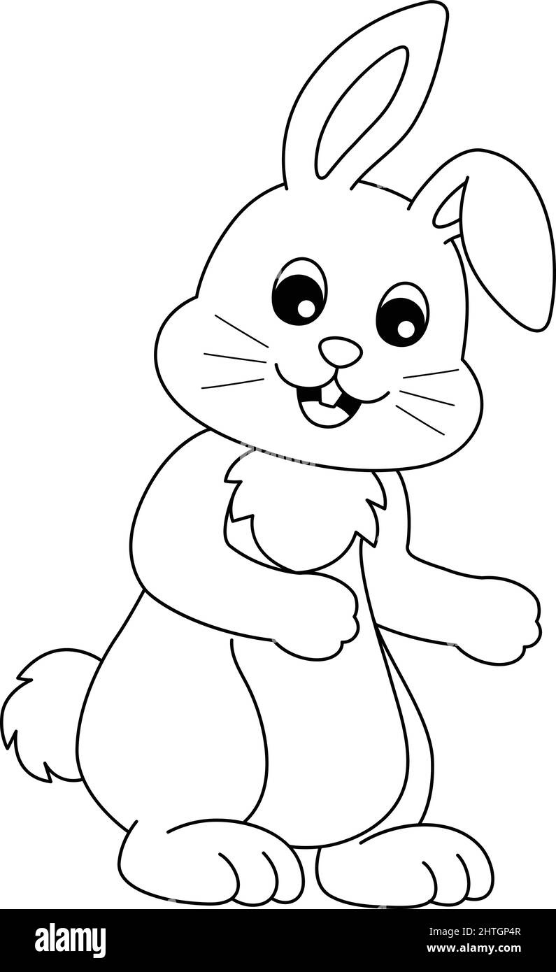 Easter Rabbit Isolated Coloring Page For Kids Stock Vector Image in Printable Easter Bunny Clipart Black And White