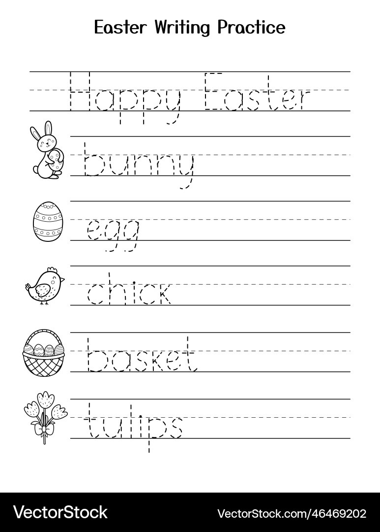 Easter Tracing Words Worksheet For Kids – Royalty-Free Vector pertaining to Easter Writing Worksheets