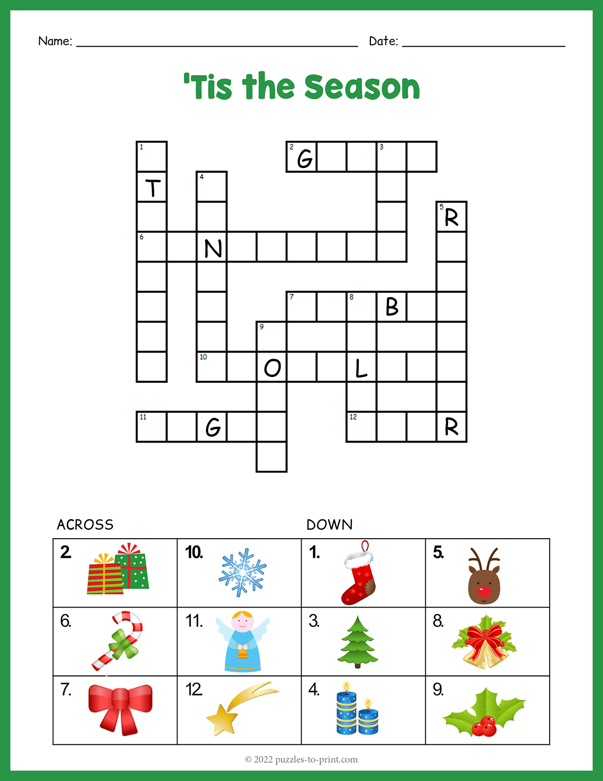 Easy Christmas Crossword intended for Christmas Crossword For Kids Printable