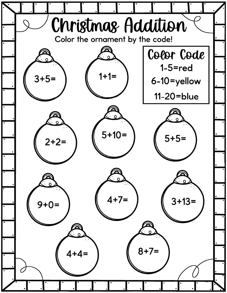 Easy Christmas Math Worksheets - Free! - Kids Activity Zone for Christmas Worksheets For 1St Graders