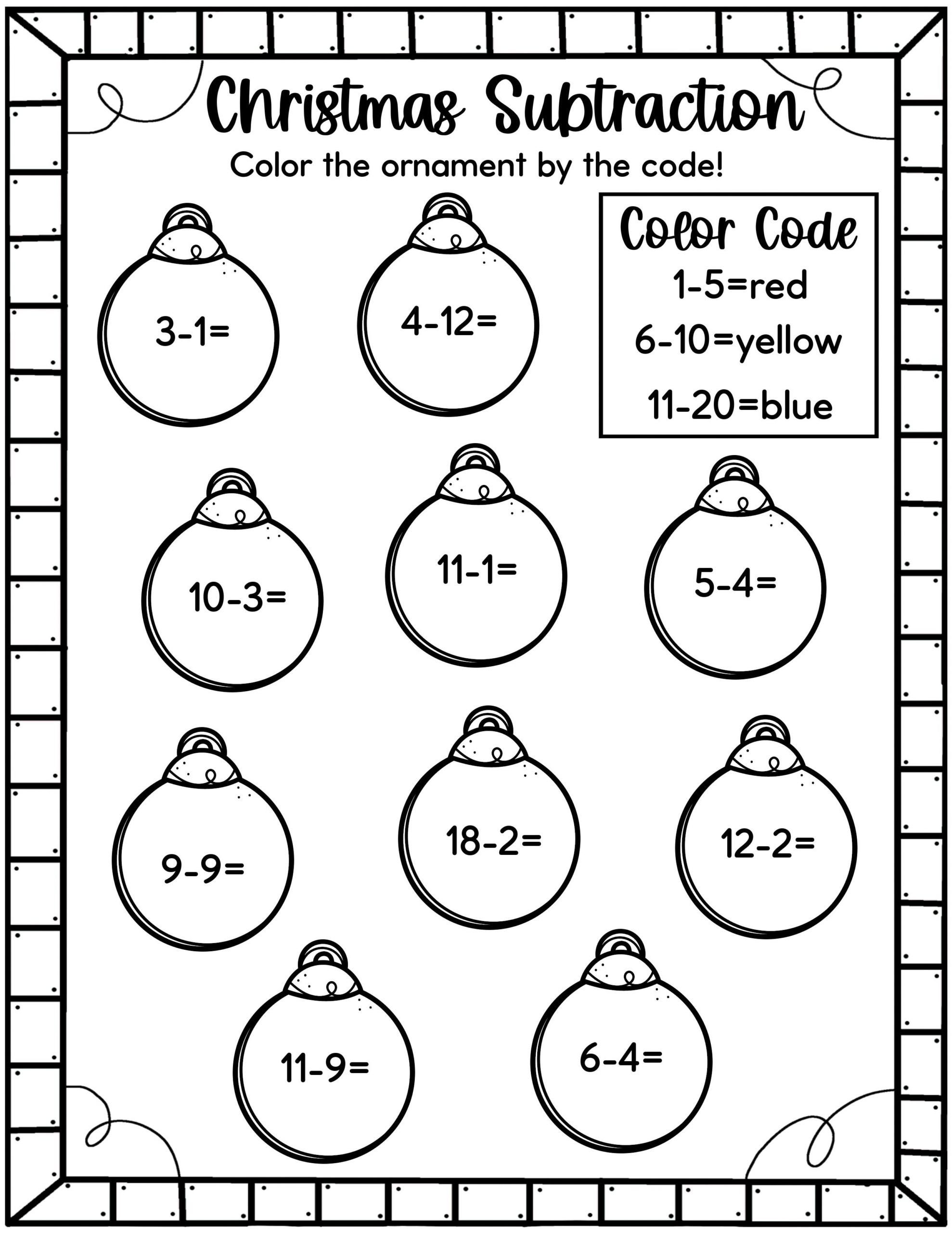 Easy Christmas Math Worksheets - Free! - Kids Activity Zone with Christmas Worksheets First Grade