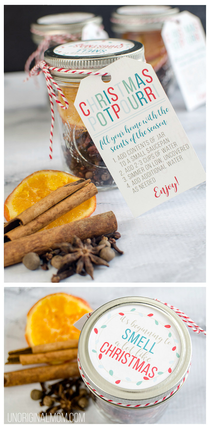 Easy Christmas Potpourri Gift Jars With Free Printable Tags for Christmas Gifts in a Jar Recipes with Printable Tags