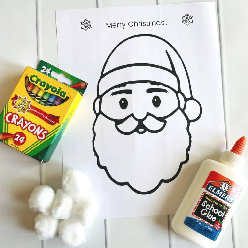 Easy Cotton Ball Santa Craft For Kids (Free Printable) for Santa Beard Craft Printable