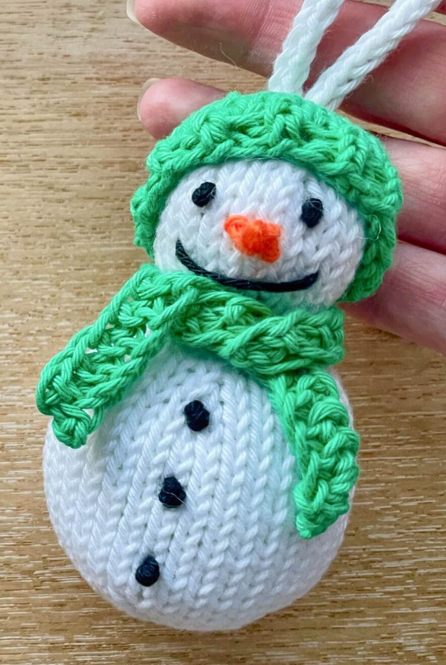 Easy Knit Snowman Ornament - Free Pattern For Straight Needles intended for Free Knit Snowman Patterns Printable