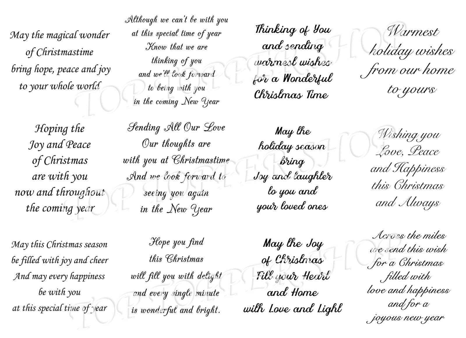 Easy Peel Off Transparent Stickers Christmas Verses Choose Colour &amp;amp; Finish  C2 - Transparent Clear Gloss Stickers, Black throughout Printable Christmas Card Verses For Handmade Cards