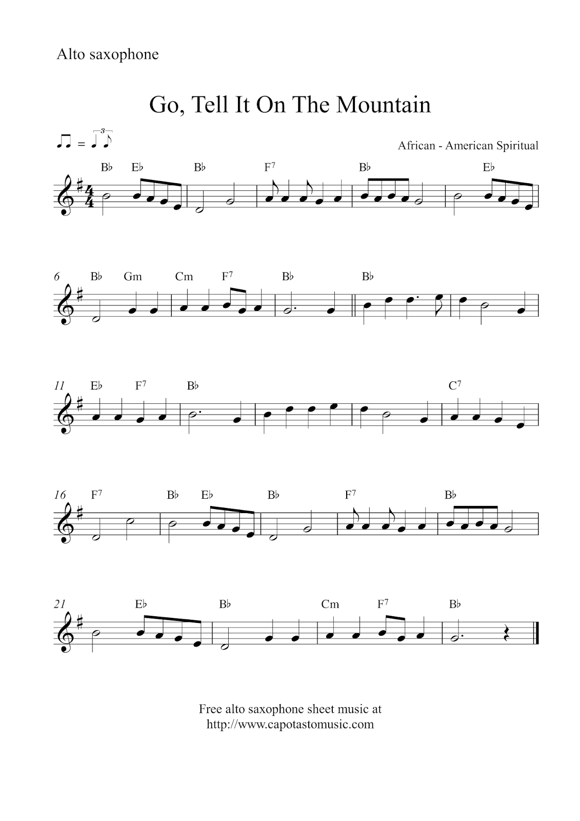 Easy Sheet Music For Beginners: Free Christmas Alto Saxophone for Alto Saxophone Christmas Sheet Music Free Printable