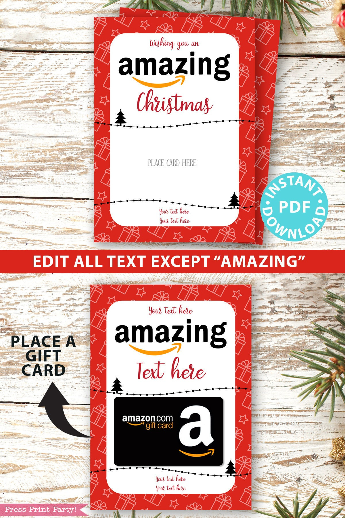 Editable Amazon Gift Card Holder Christmas Printable Template, 5 regarding Amazon Printable Christmas Gift Vouchers