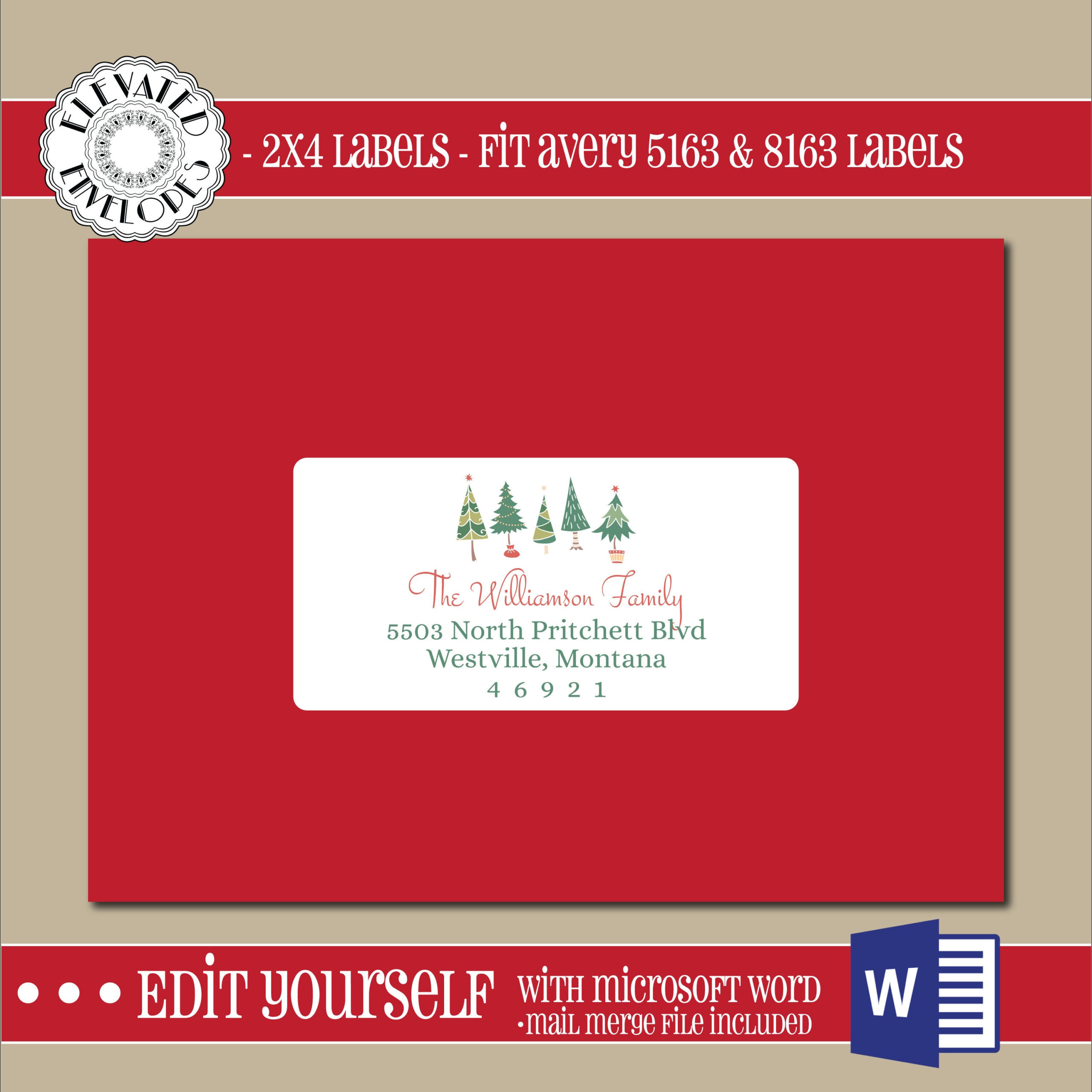 Editable Christmas Address Label Template,2X4 Address Label throughout Printable Christmas Card Address Labels