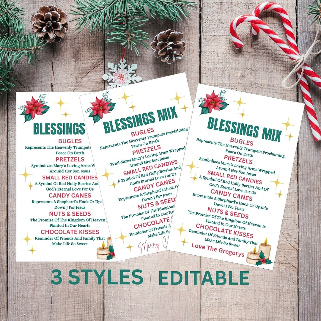 Editable Christmas Blessing Mix Tags: Printable Treat Cards in Christmas Blessing Mix Printable