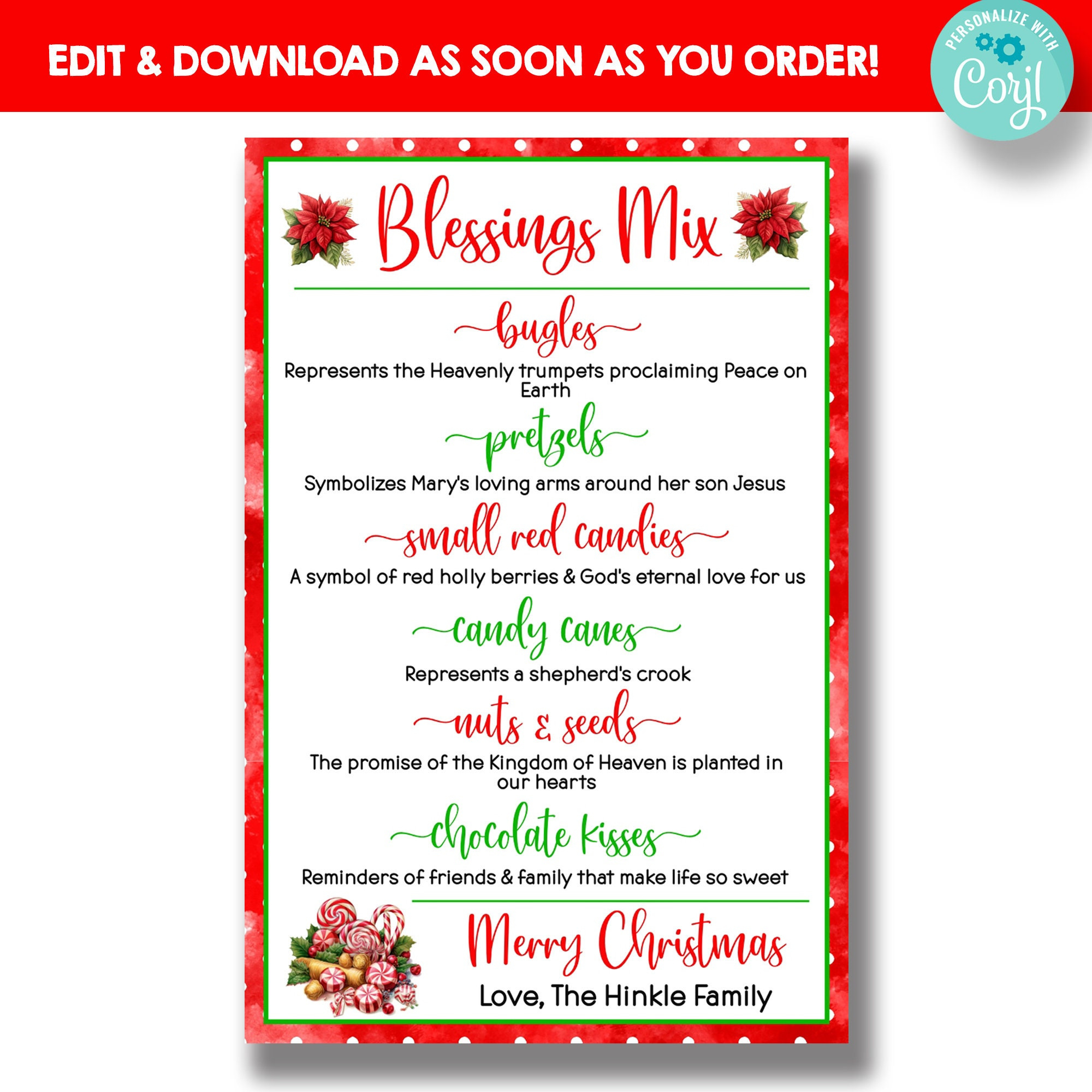 Editable Christmas Blessings Mix Treat Bag Tag | Christmas inside Christmas Blessing Mix Printable