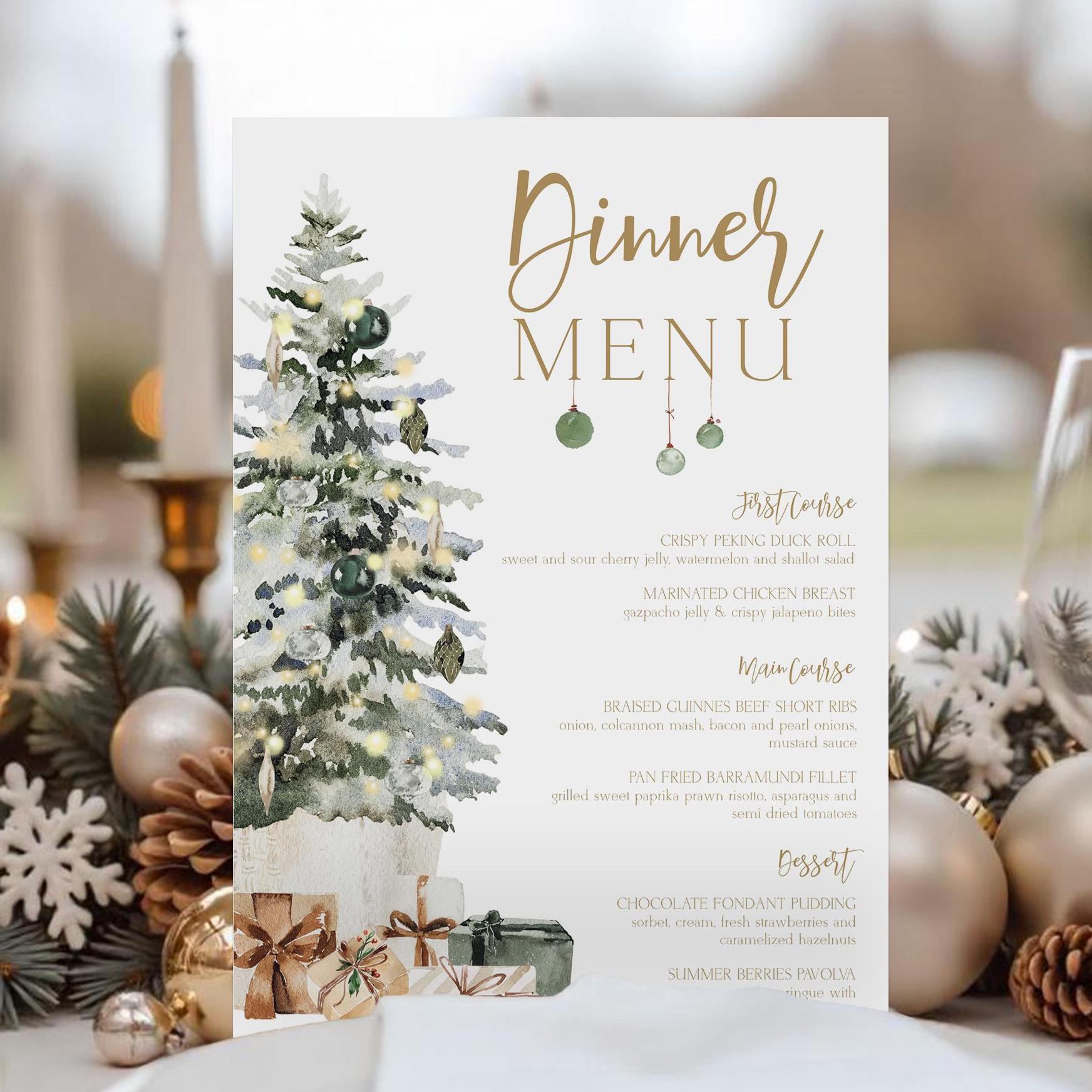 Editable Christmas Dinner Menu Template Printable Christmas Tree in Christmas Dinner Menu Printable