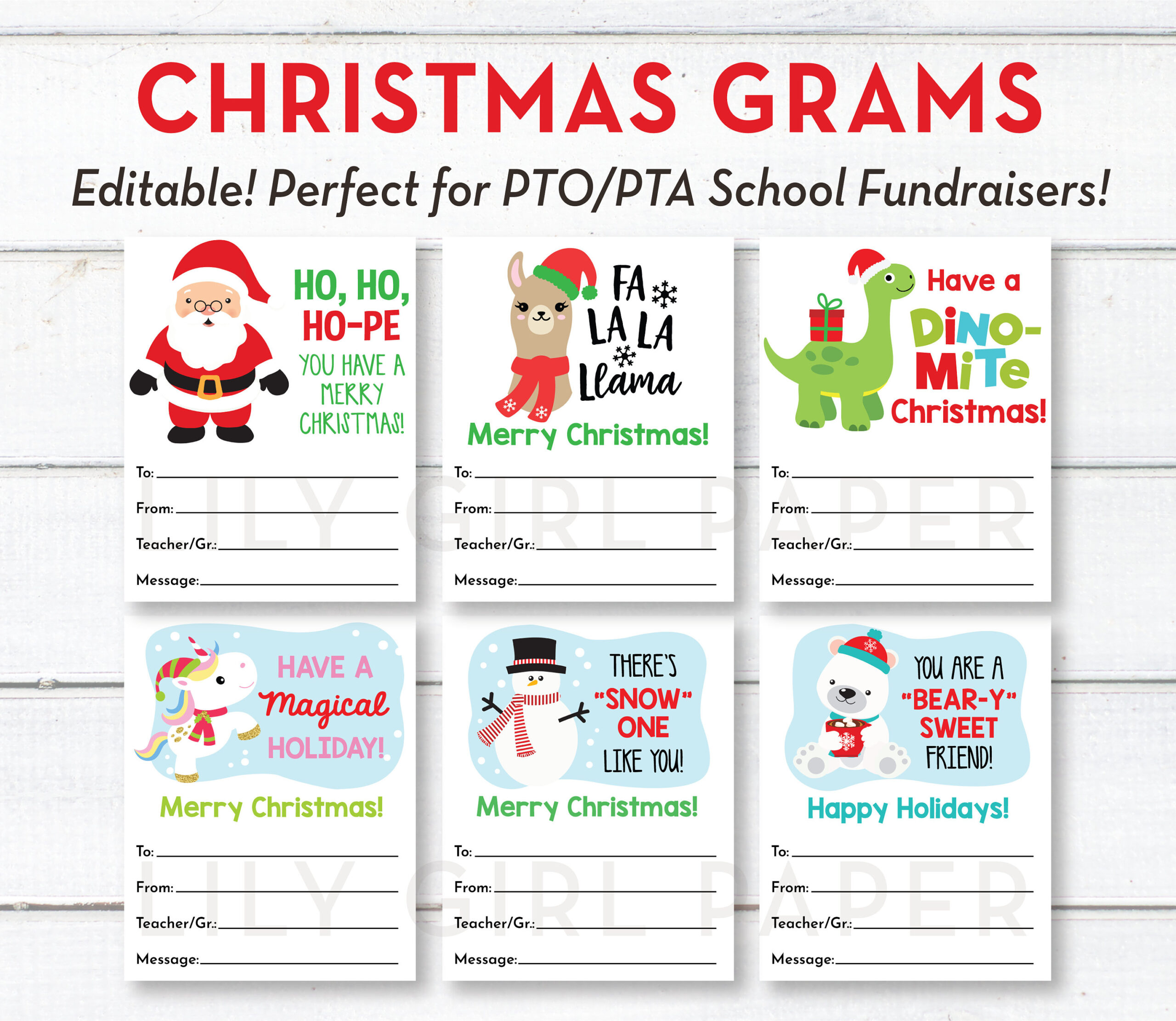 Editable Christmas, Holiday Candy Grams, Instant Download, Pta for Free Printable Christmas Candy Gram Template