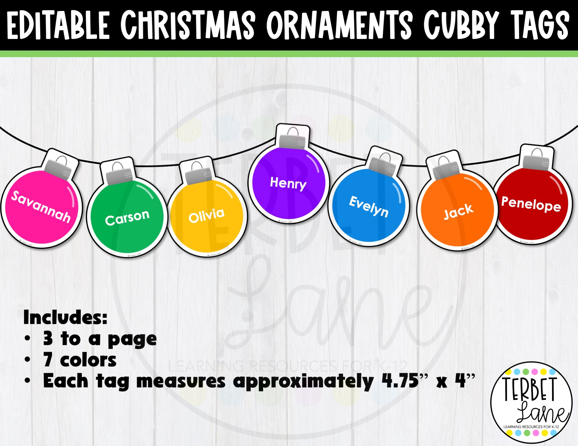 Editable Christmas Ornament Cubby Tags | Locker Labels - Classful regarding Christmas Cubby Tags Free Printable