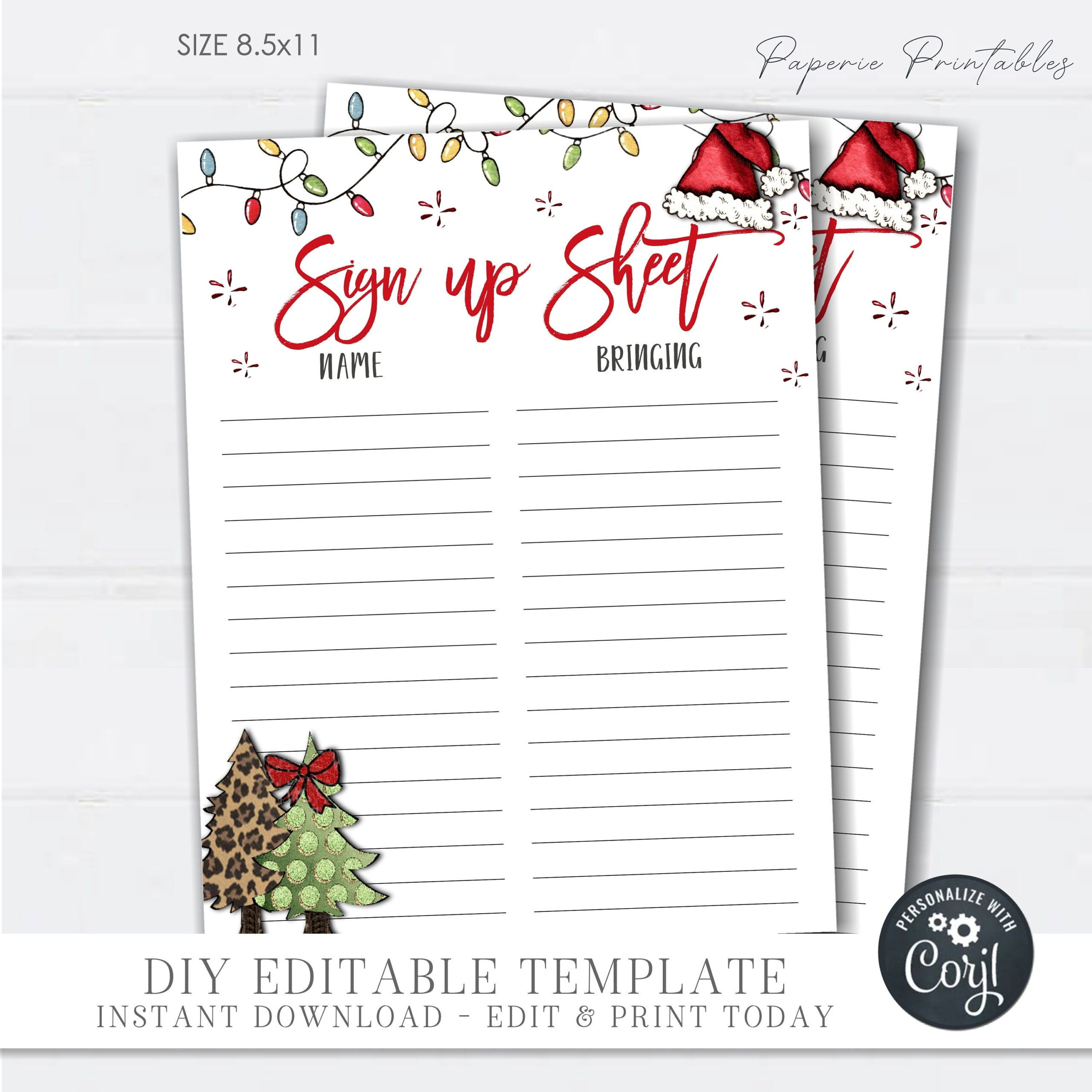 Editable Christmas Potluck Sign-Up Sheet (Diy Corjl Template intended for Christmas Potluck Sign Up Sheet Free Printable