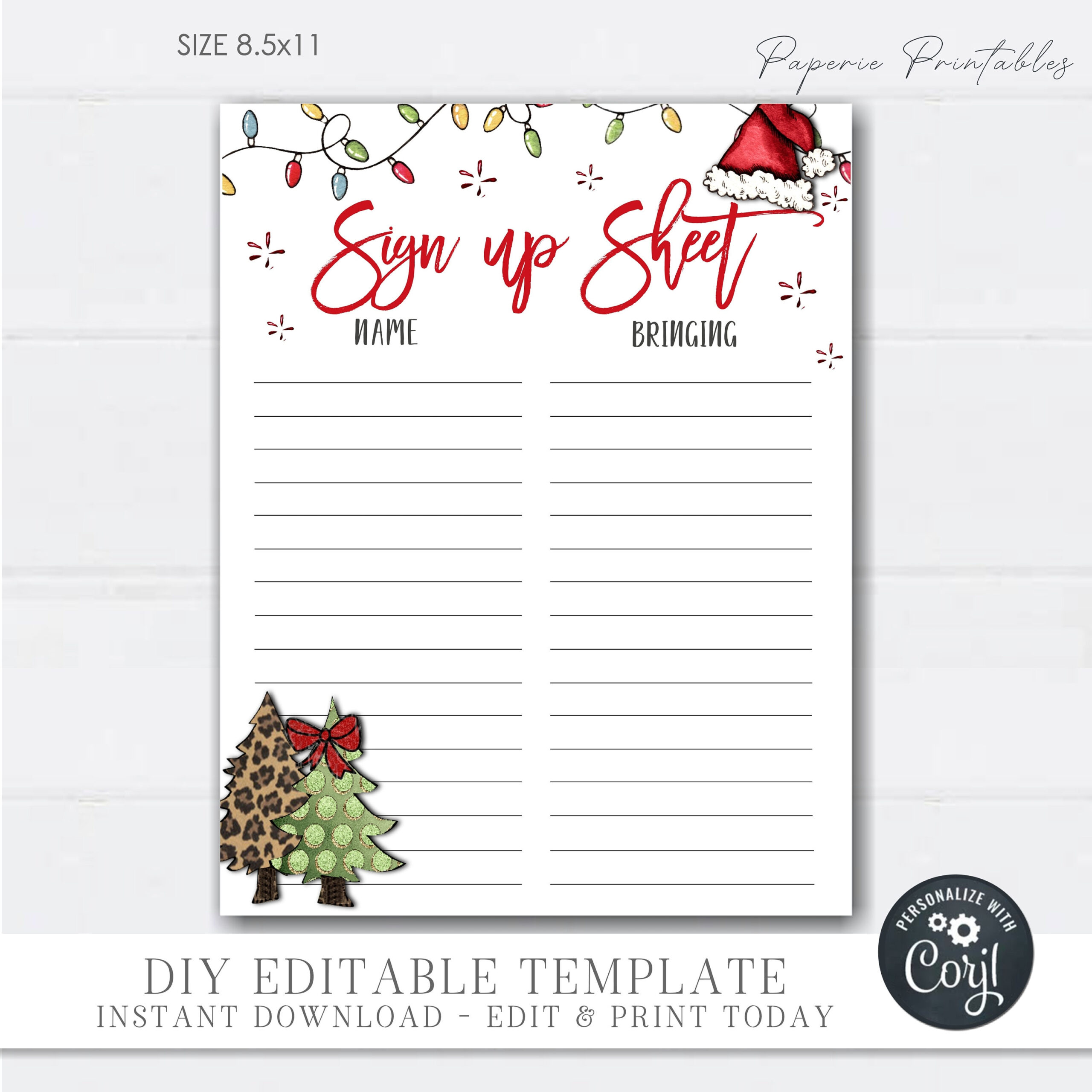 Editable Christmas Potluck Sign-Up Sheet (Diy Corjl Template within Christmas Sign Up Sheet Templates