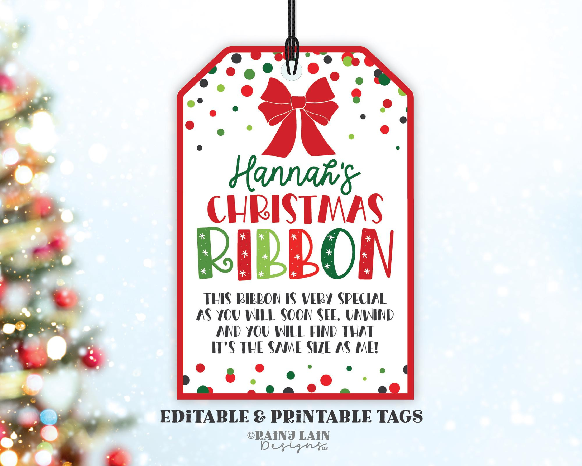 Editable Christmas Ribbon Ornament Tag Template, Height Ribbon with regard to Christmas Ornament Tag Printable
