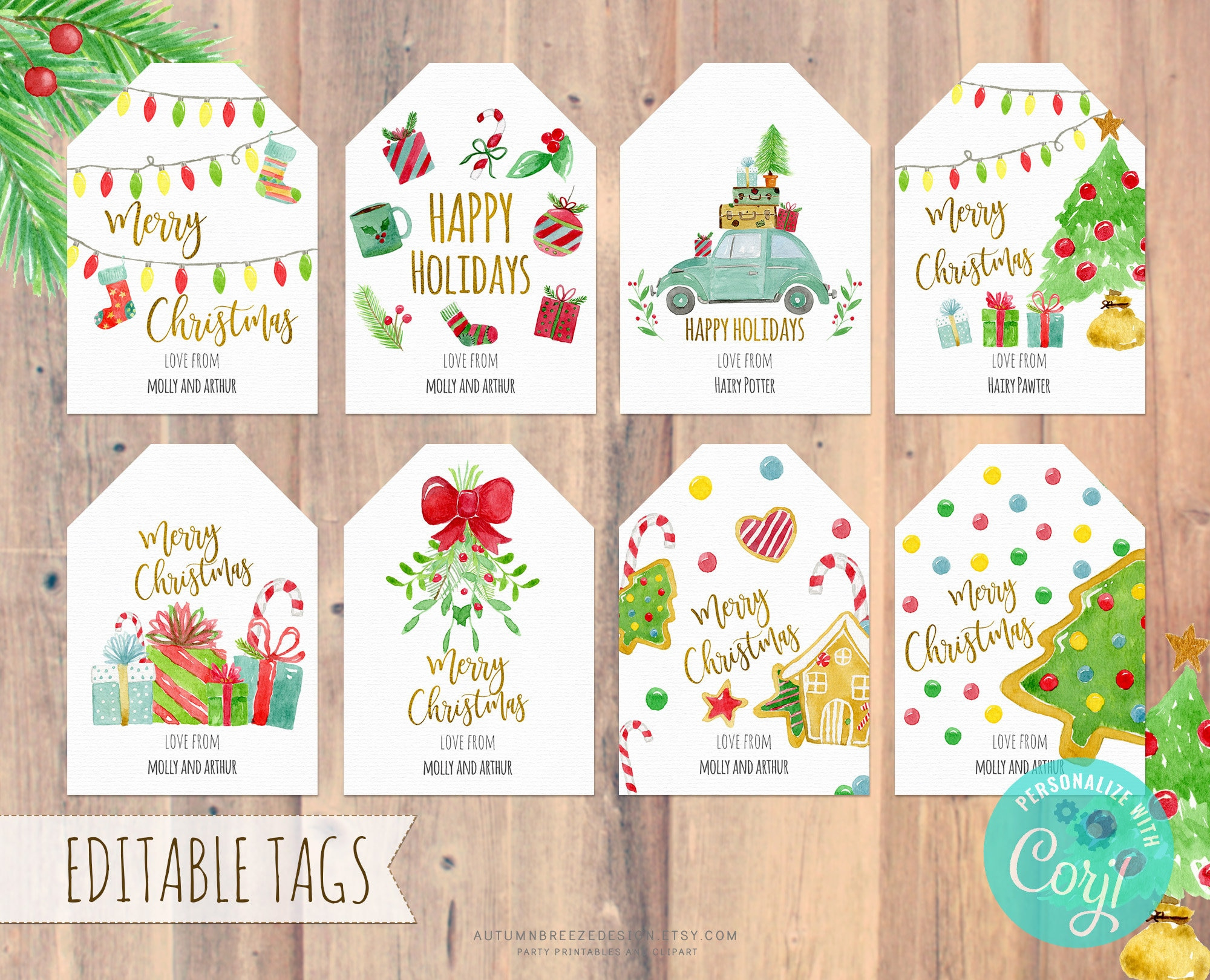 Editable Christmas Tags, Christmas Printable, Holiday Gift Tags within Etsy Printable Christmas Tags