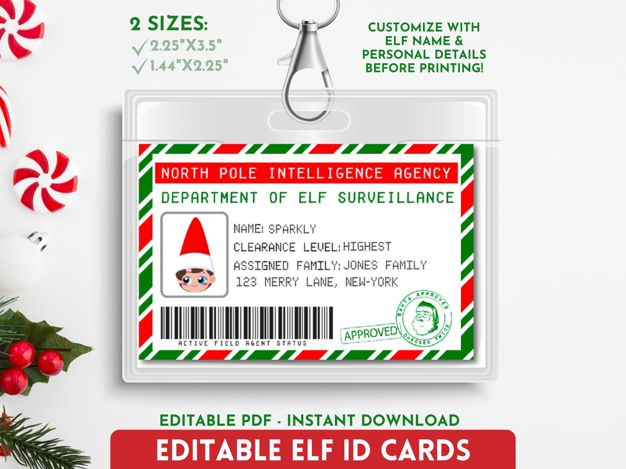 Editable Elf Id Card Printable Elf Id Badge, Christmas Elf in Elf Badge Printable