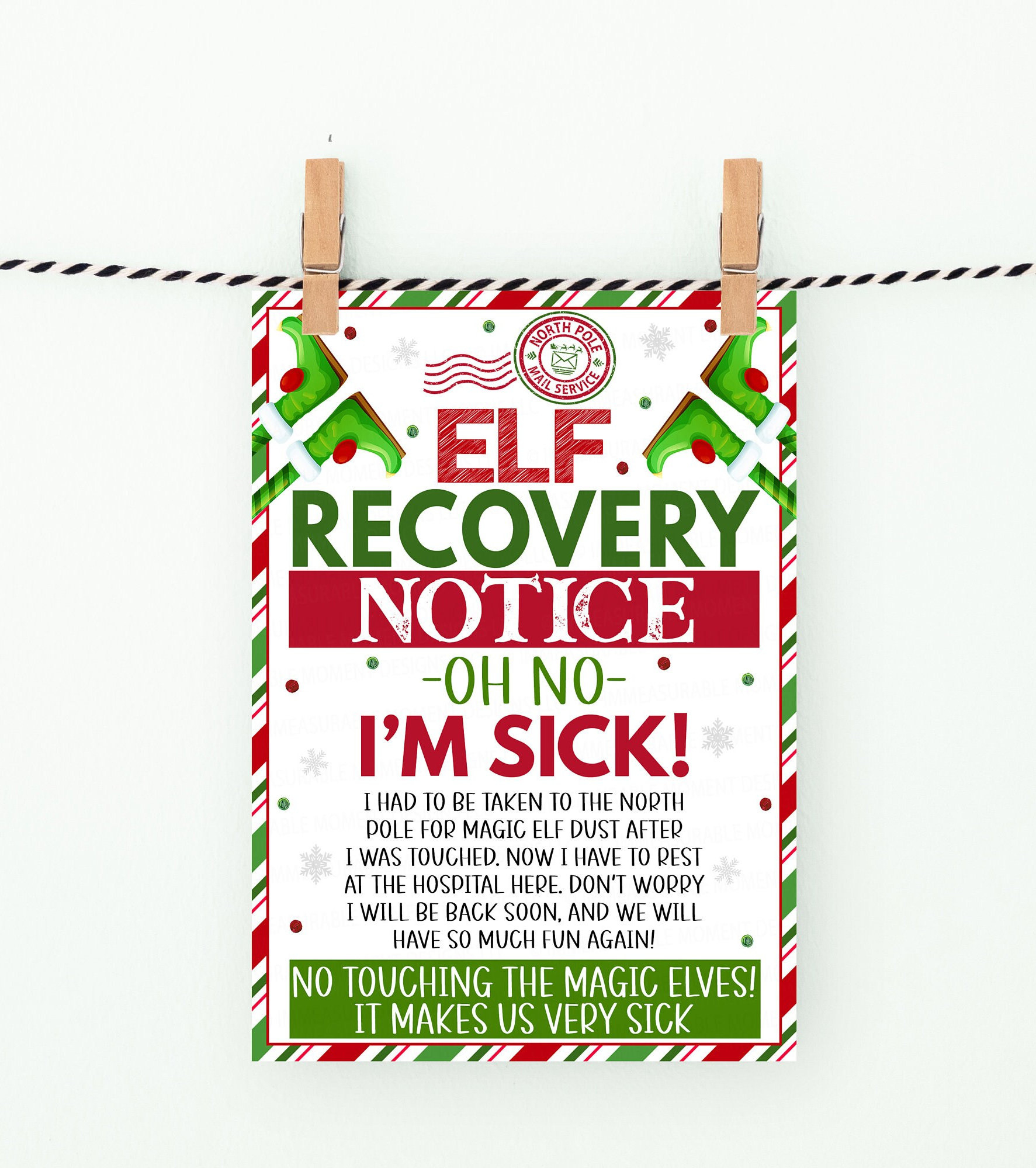 Editable Elf Recovery Notice Printable, Oh No I&amp;#039;M Sick Note Letter pertaining to Sick Elf on the Shelf Printables