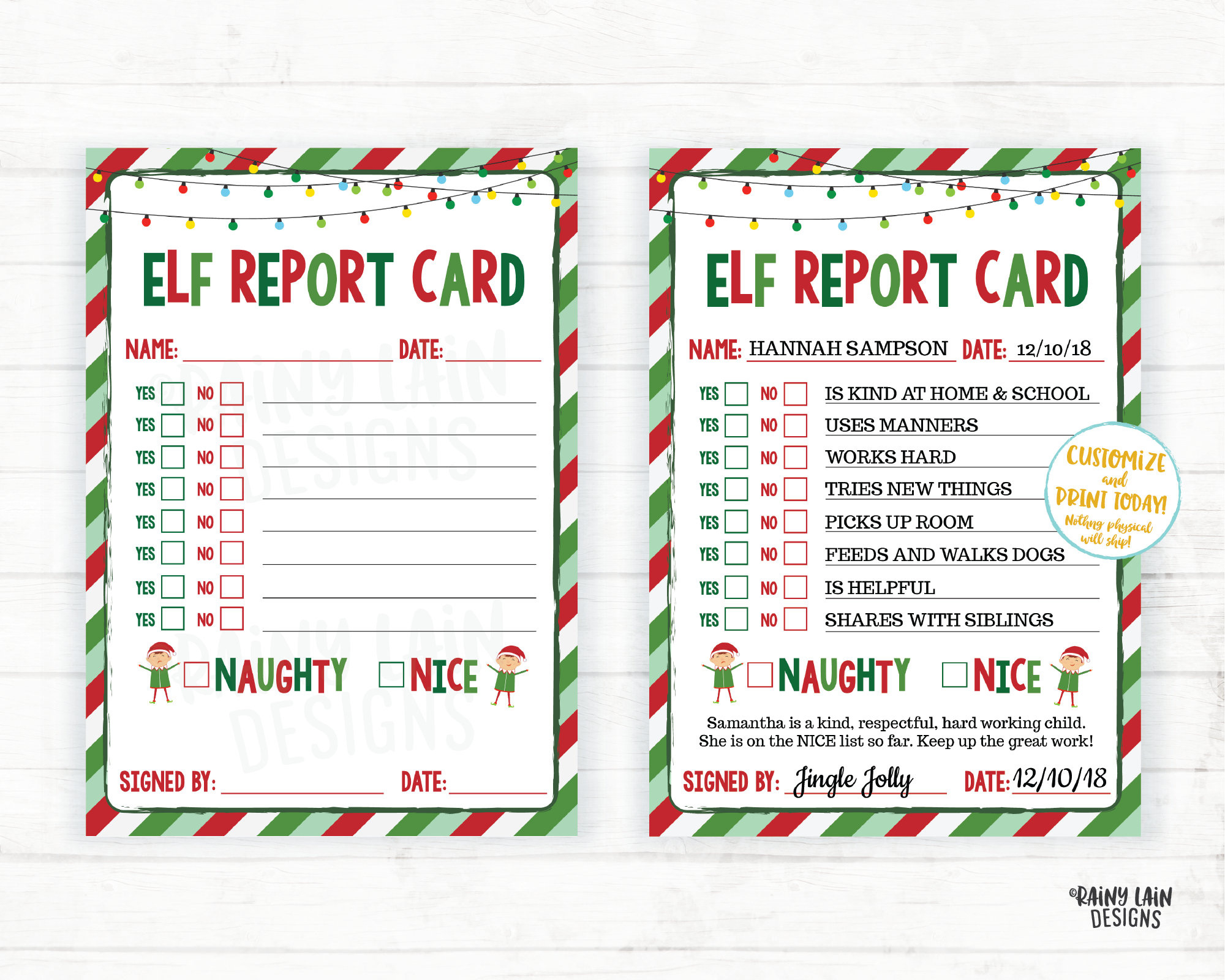 Editable Elf Report Card Printable Elf Report Official North Pole intended for Elf Report Printable (School Version)