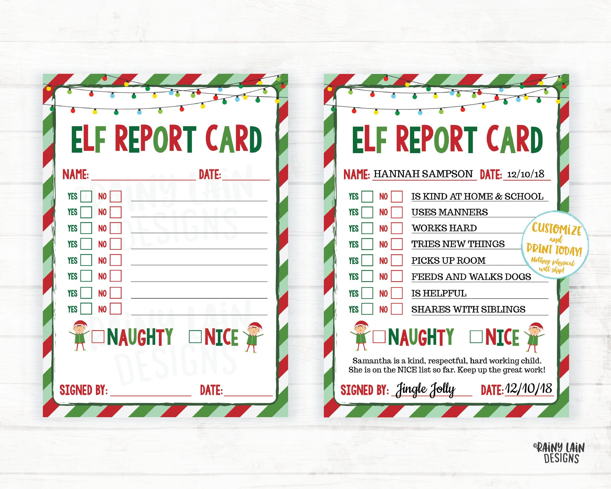 Editable Elf Report Card Printable Elf Report Official North Pole within Elf Report Card Printable
