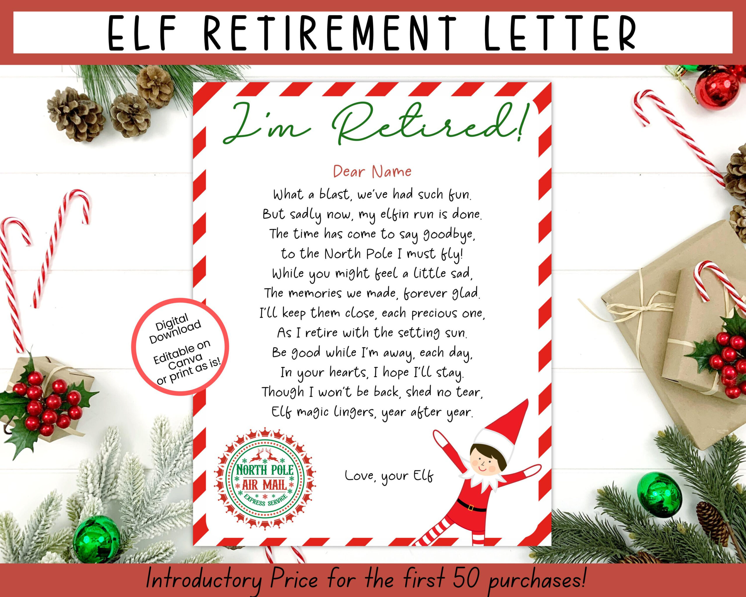 Editable Elf Retirement Letter, Goodbye Letter, Elf Final with Elf On The Shelf Retirement Letter Printable