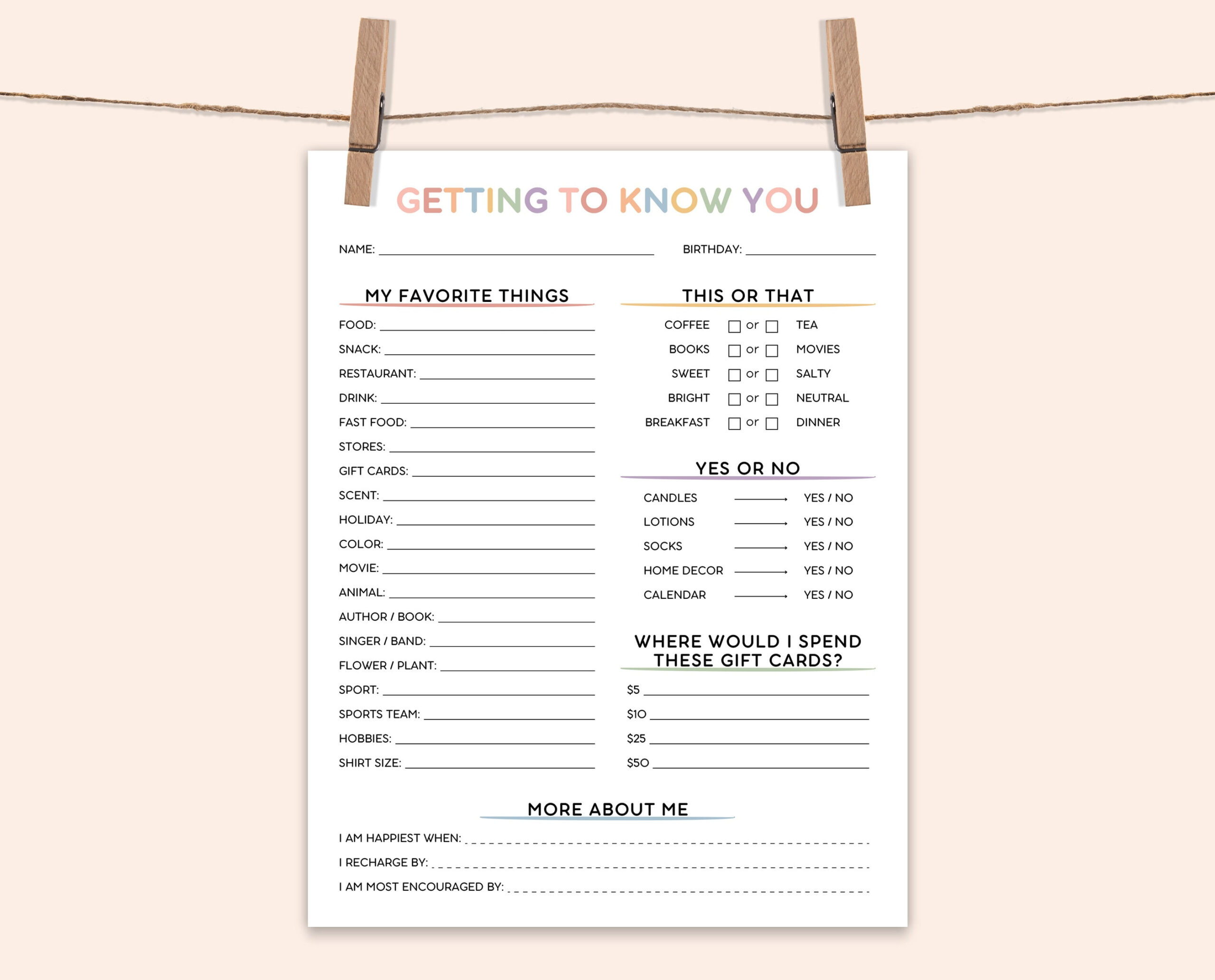 Editable Get To Know You Printable: Employee Survey (Pdf) - Etsy within Coworkers Printable Getting To Know Your Employees Questionnaire Template