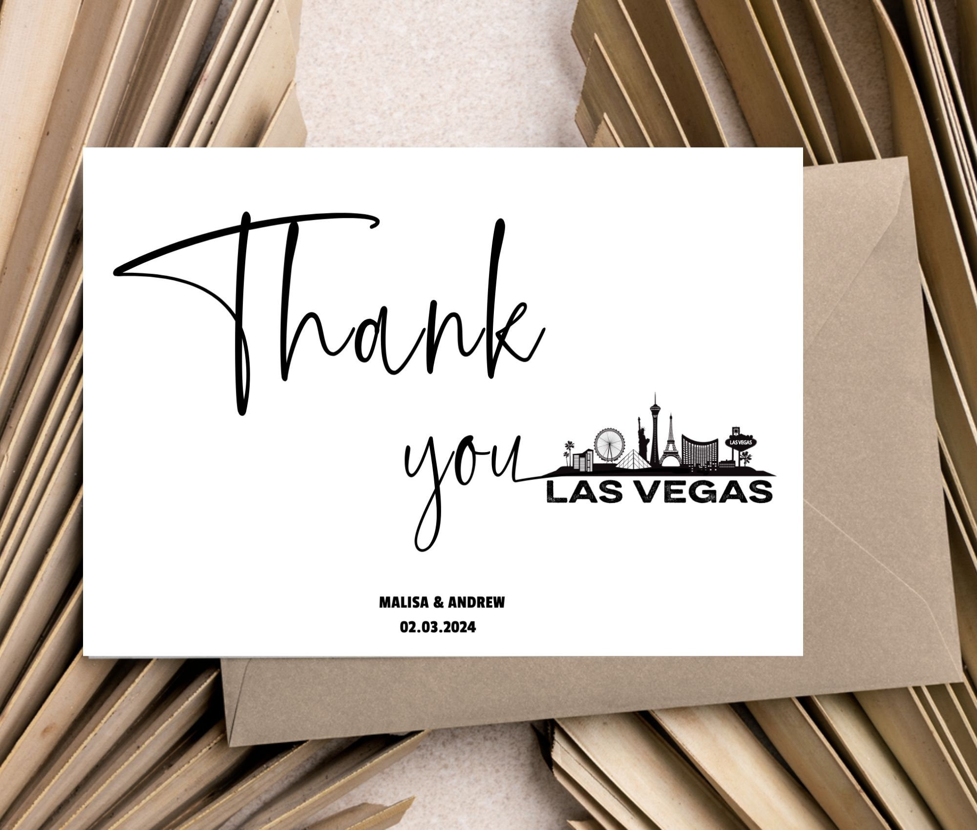 Editable Las Vegas Skyline Thank You Card|Vegas Destination pertaining to Las Vegas Thank You Cards Printable