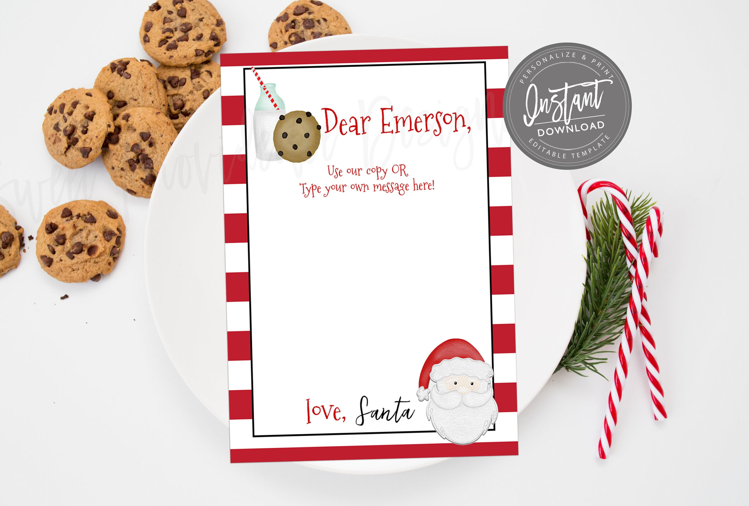 Editable Letter From Santa, Santa Letter Download, Personalized in Santa Cookie Letter Printable