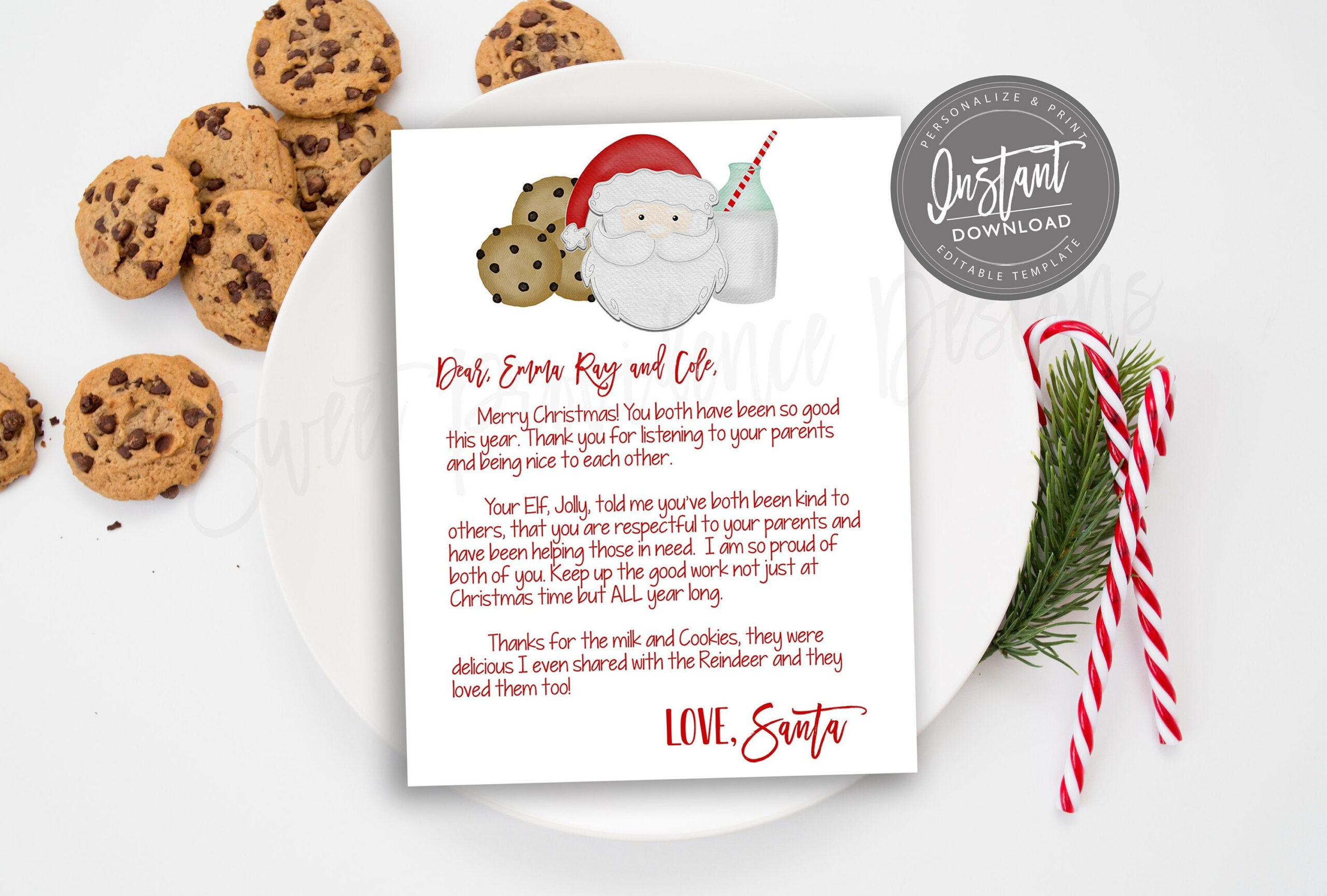 Editable Letter From Santa, Santa Letter Instant Download intended for Santa Cookie Letter Printable