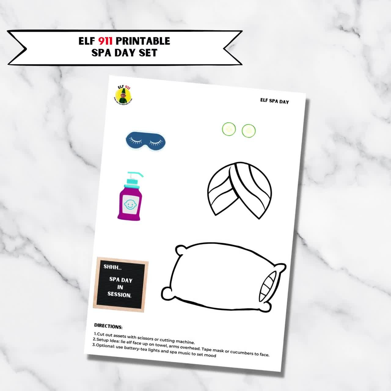 Elf 911 Spa Day Printable Set pertaining to Elf on the Shelf Spa Day Printable