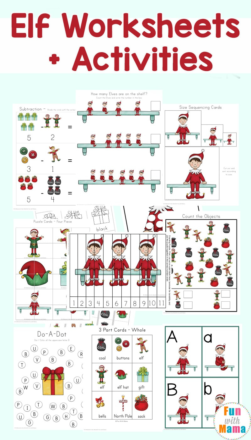 Elf Activities + Worksheets - Fun With Mama - Worksheets Library intended for Elf Math Worksheets Printable